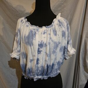 Kiwi & Punch Cropped Peasant Top